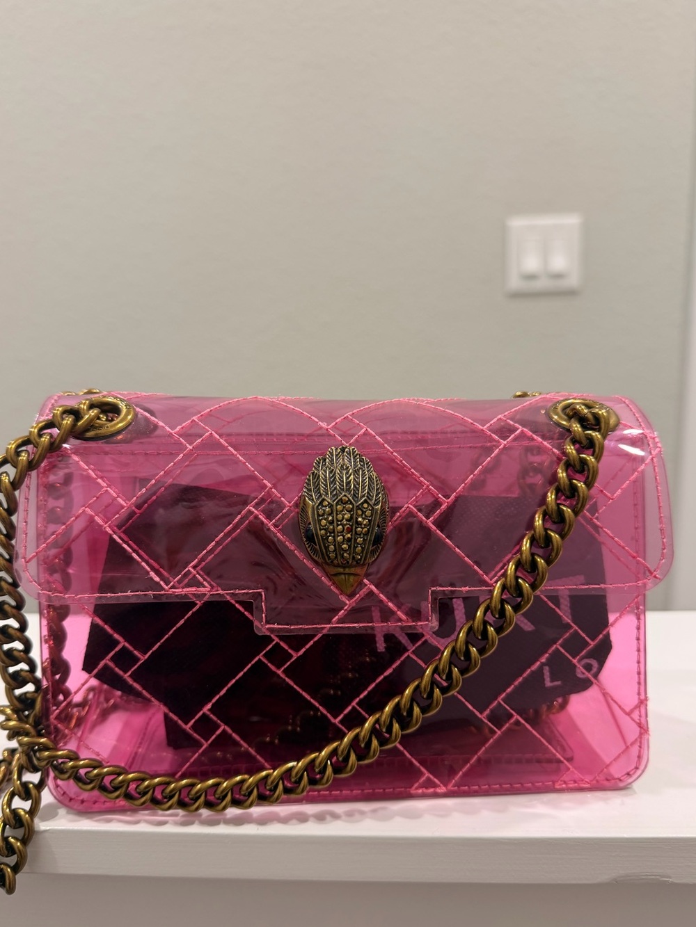 Kurt Geiger Quilted Clear Chain Shoulder Bag